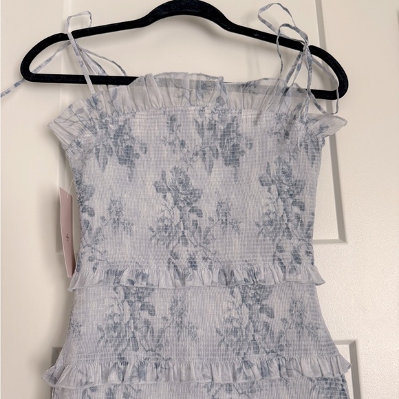 V. Chapman Geranium Ruched Floral Midi Dress Blue Tapestry Rose NEW with tags - Picture 4 of 8